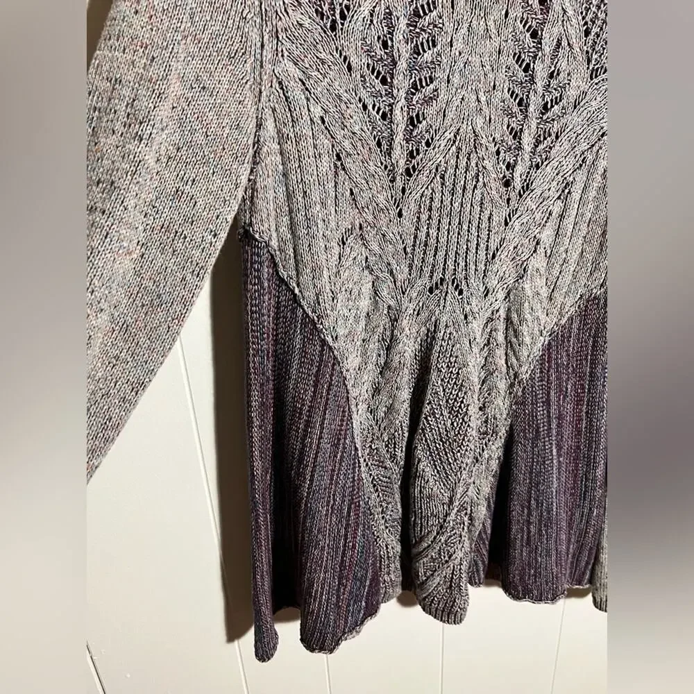 Anthropologie Moth anita tunic sweater in purple long sleeve crochet texture - Picture 3 of 6
